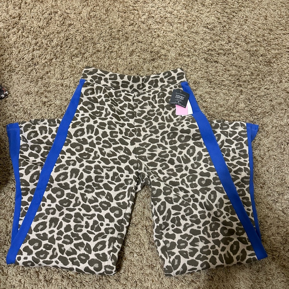 Grayson Threads Leopard Print Pants with Blue Accents